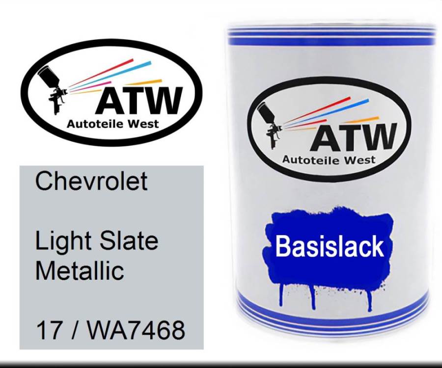 Chevrolet, Light Slate Metallic, 17 / WA7468: 500ml Lackdose, von ATW Autoteile West.